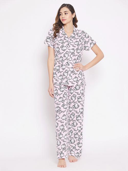 short sleeved printed pyjama set nightwear set - 18307355 - Very Small Image - 1