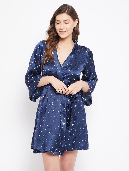 three-quarter sleeved printed sleepshirts & nighty - 18307420 - Very Small Image - 1