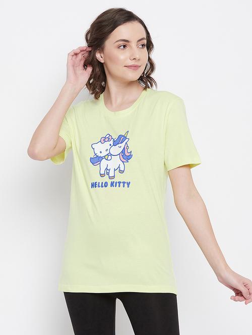 women's chest print round neck t-shirt - 18307496 - Very Small Image - 1