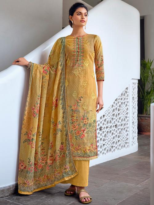 embroidered palazzo suit unstitched suit - 18308273 - Very Small Image - 1