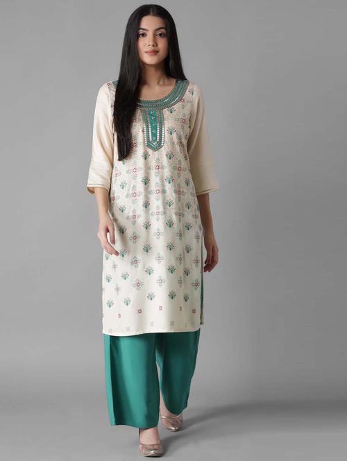 beige modal kurta palazzo  set - 18308389 - Very Small Image - 1