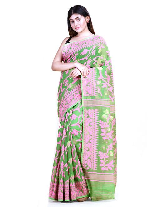 printed jamdani saree - 18308470 - Very Small Image - 1