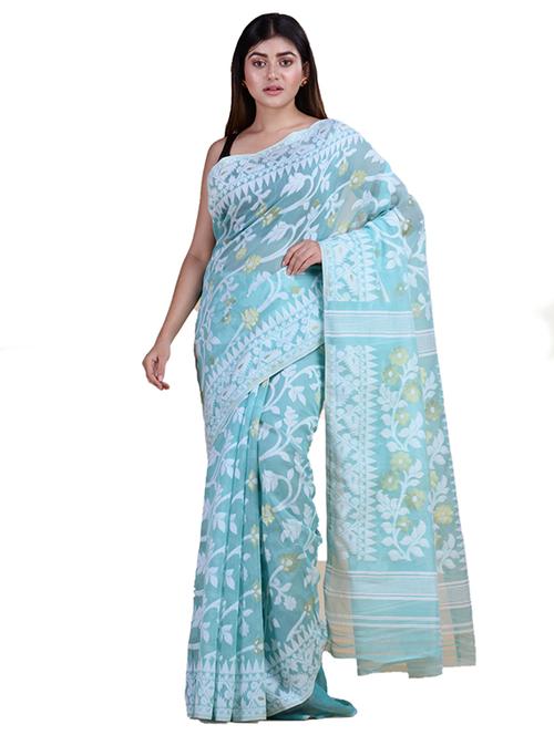 women's self design turquoise colored saree - 18308471 - Very Small Image - 1