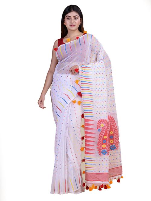 self design jamdani saree - 18308510 - Very Small Image - 1