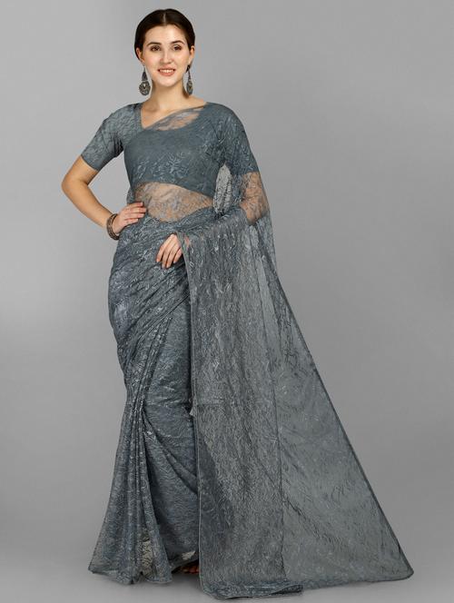 self designed printed saree with blouse - 18309089 - Very Small Image - 1