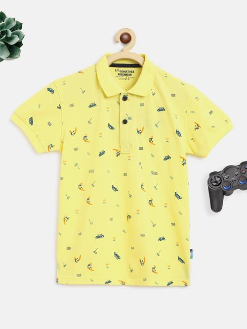yellow printed polo t-shirt - 18309154 - Very Small Image - 1