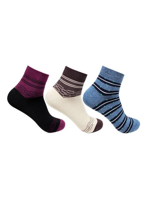 men pack of 3 striped ankle length socks - 18309205 - Very Small Image - 1