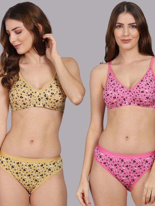pack of 2 printed bra & panty set  - 18309822 - Very Small Image - 1