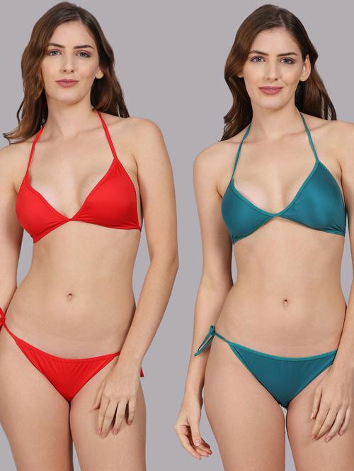 pack of 2 solid bra & panty set  - 18309878 - Very Small Image - 1