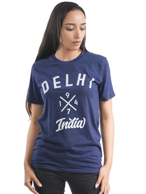 navy blue chest print t-shirt - 18309968 - Very Small Image - 1