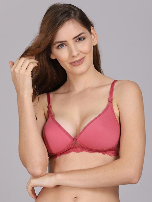 pink solid plunge bra - 18310075 - Very Small Image - 1