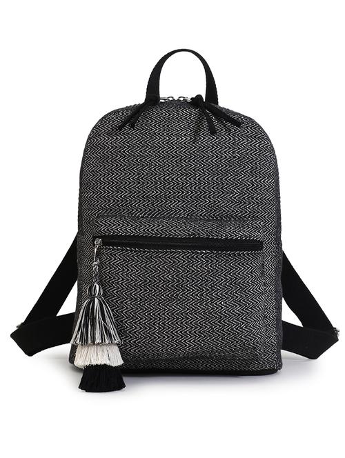 Black Printed Regular Backpack - 18310271 - Very Small Image - 1