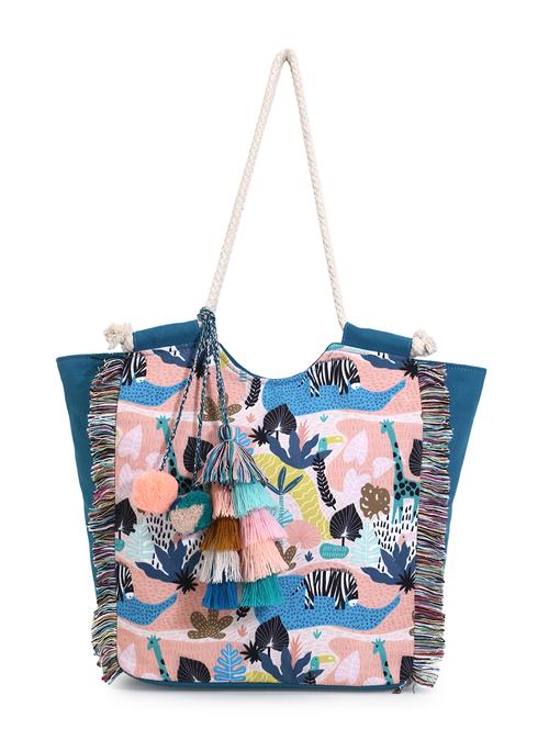 blue printed regular tote bag - 18310300 - Very Small Image - 1