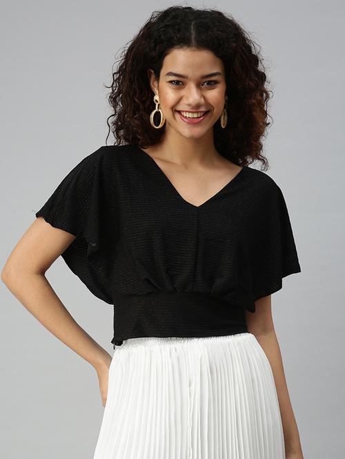 v-neck striped open back & tie top - 18310446 - Very Small Image - 1