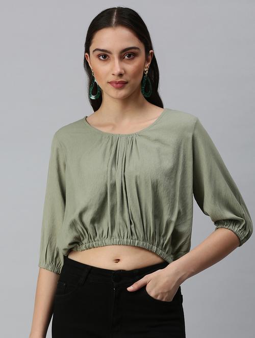 Women's Crop Boat Neck Top - 18310468 - Very Small Image - 1