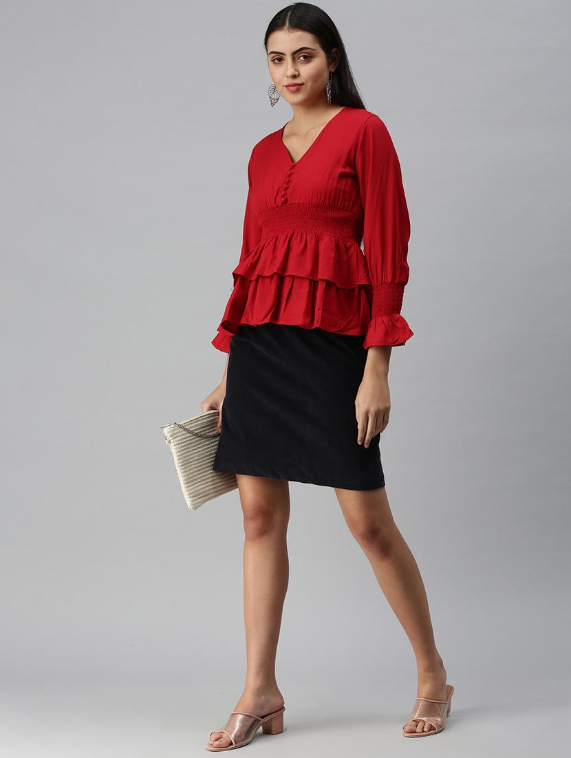 women's peplum v neck top - 18310545 - Standard Image - 3