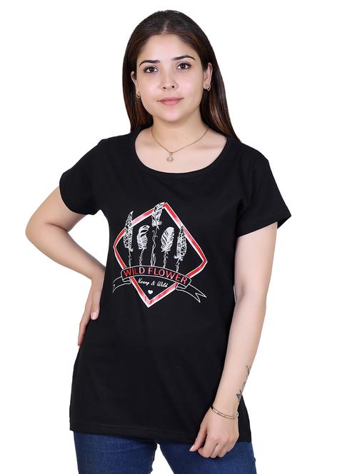 women's front print round neck t-shirt - 18312018 - Very Small Image - 1