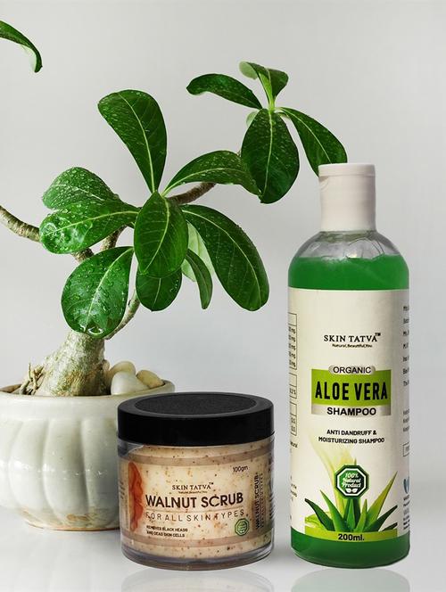 skintatva aloe vera shampoo and walnut scrub combo - 18312099 - Very Small Image - 1