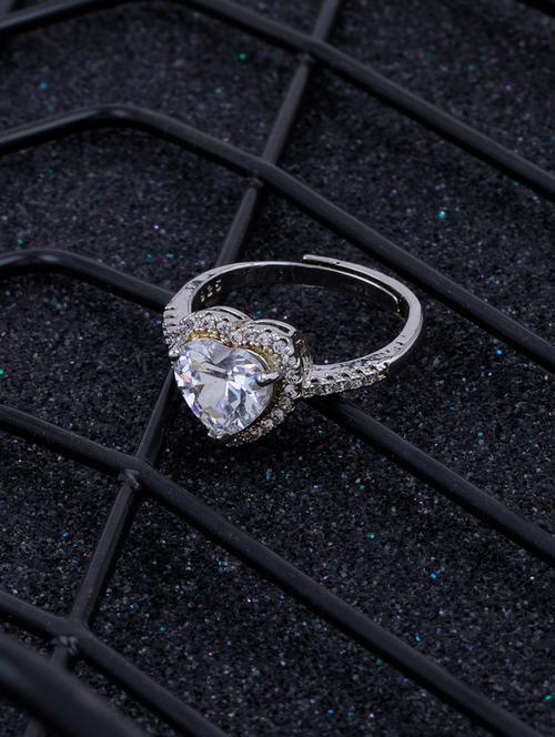  dimond & silver plated adjustable designer finger ring - 18312738 - Very Small Image - 1