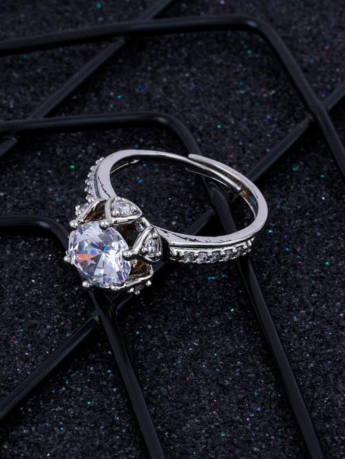  round dimond adjustable fancy look finger ring - 18312739 - Very Small Image - 1