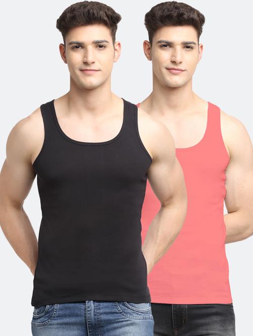 set of 2 solid cotton vest - 18313203 - Very Small Image - 1