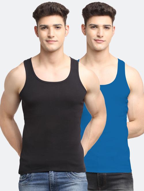 set of 2 solid cotton vest - 18313205 - Very Small Image - 1