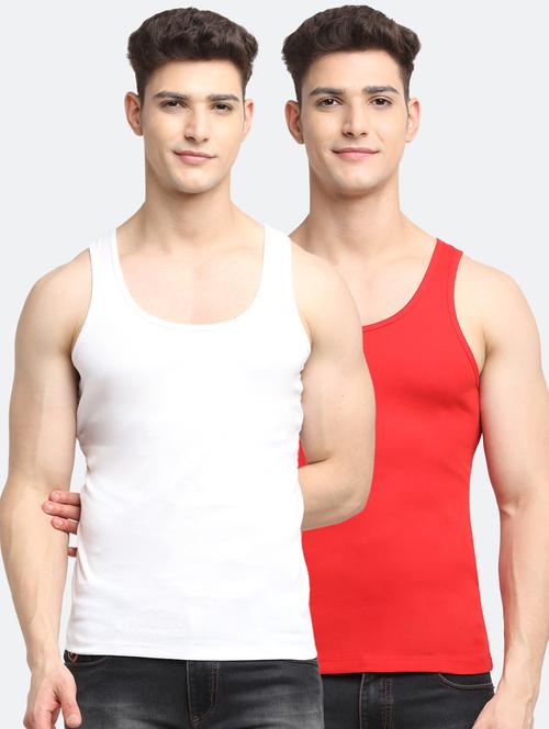 set of 2 solid cotton vest - 18313208 - Very Small Image - 1