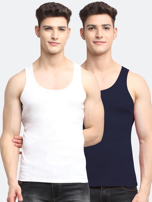 set of 2 solid cotton vest - 18313218 - Very Small Image - 1