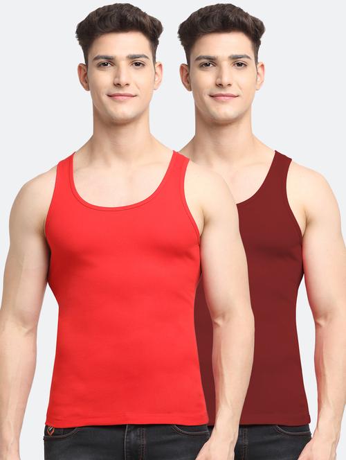 set of 2 solid cotton vest - 18313228 - Very Small Image - 1