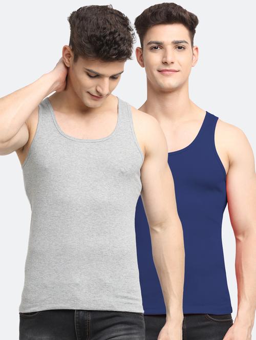 set of 2 solid cotton vest - 18313234 - Very Small Image - 1