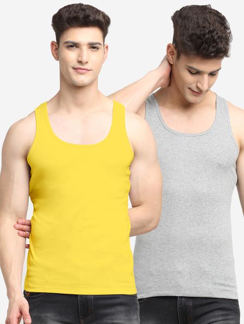 set of 2 solid cotton vest - 18313235 - Very Small Image - 1