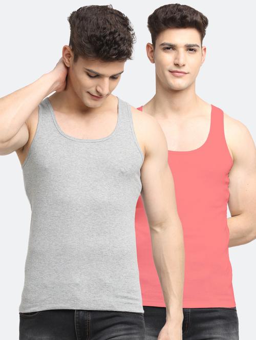 set of 2 solid cotton vest - 18313241 - Very Small Image - 1