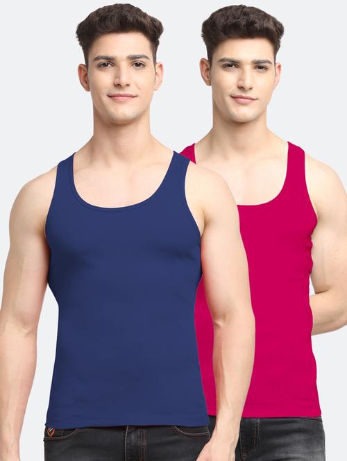 set of 2 solid cotton vest - 18313247 - Very Small Image - 1