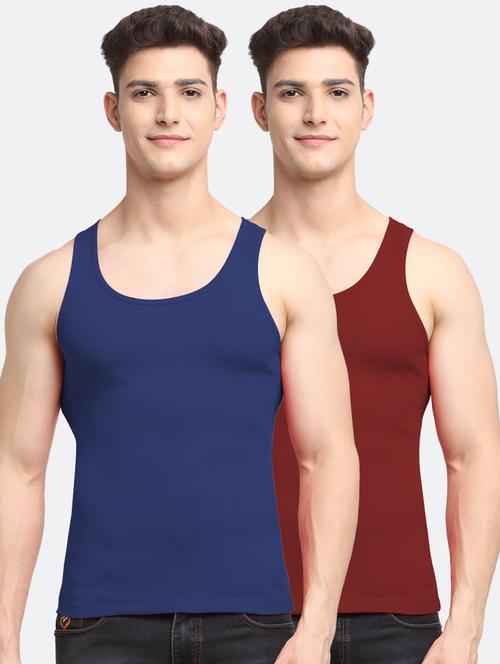 set of 2 solid cotton vest - 18313250 - Very Small Image - 1