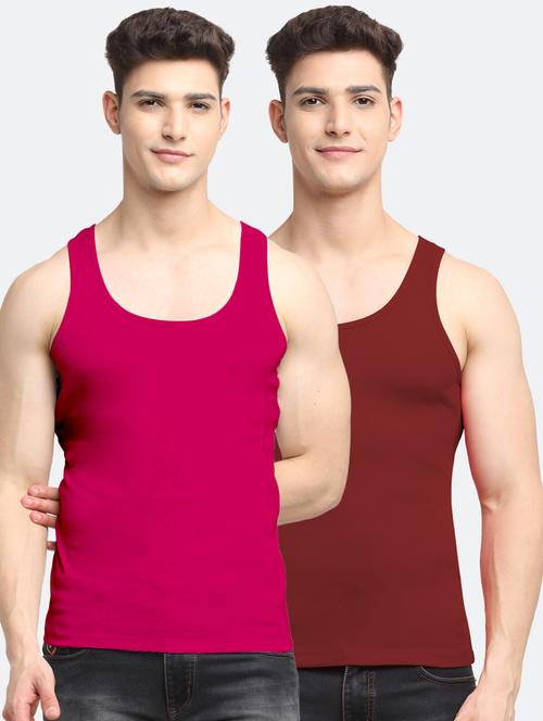 set of 2 solid cotton vest - 18313267 - Very Small Image - 1