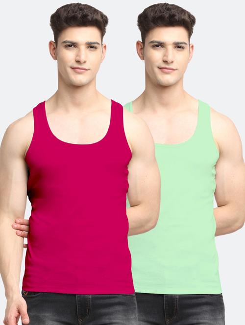 set of 2 solid cotton vest - 18313272 - Very Small Image - 1