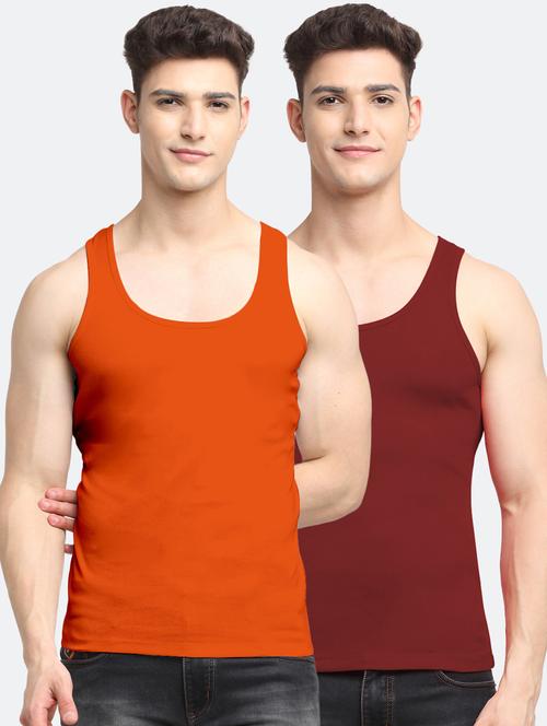 set of 2 solid cotton vest - 18313274 - Very Small Image - 1