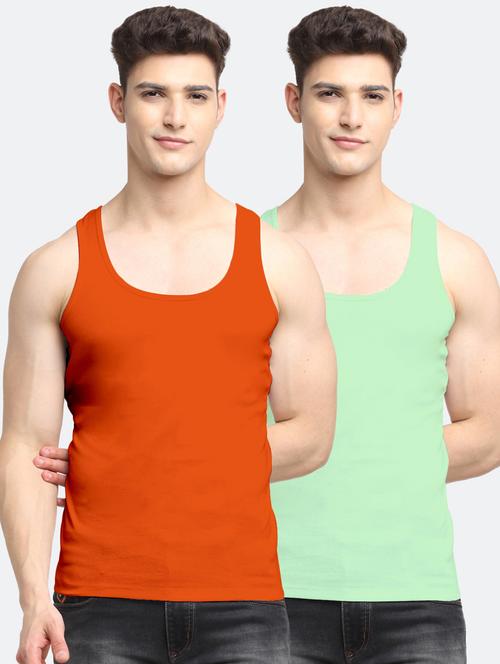 set of 2 solid cotton vest - 18313279 - Very Small Image - 1