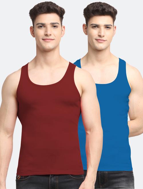 set of 2 solid cotton vest - 18313288 - Very Small Image - 1