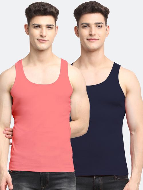 set of 2 solid cotton vest - 18313291 - Very Small Image - 1