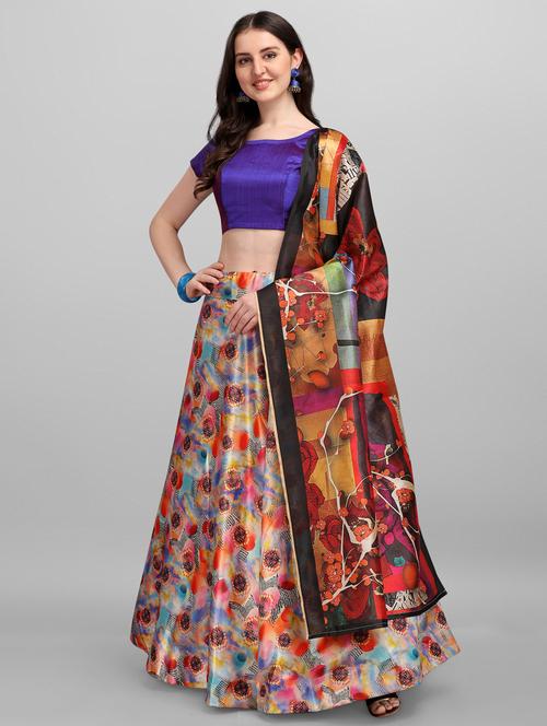 multi colored printed flared lehenga - 18313928 - Very Small Image - 1