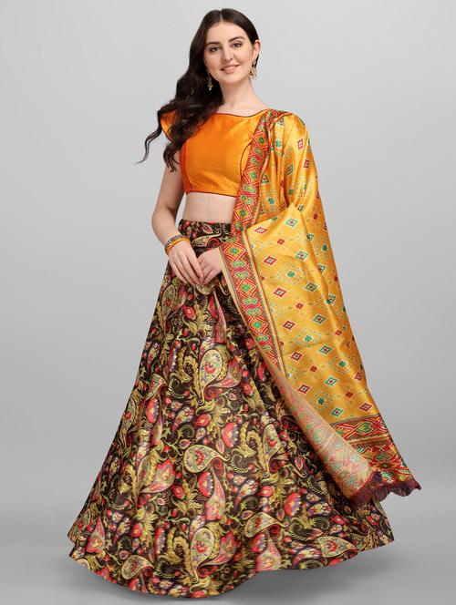 multi colored printed flared lehenga - 18313932 - Very Small Image - 1