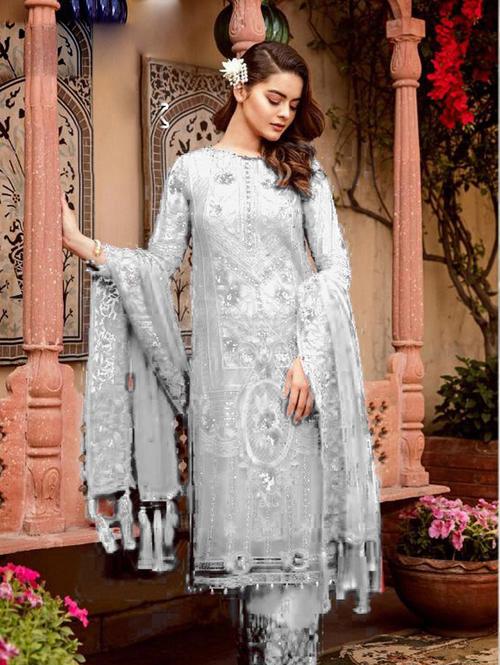 grey color georgette fabric salwar suit  - 18314049 - Very Small Image - 1