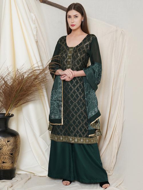 green palazzo suits unstitched suit - 18314189 - Very Small Image - 1