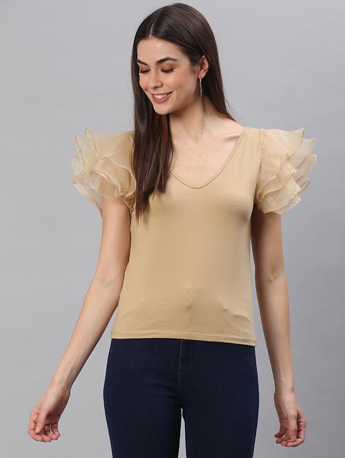 v-neck solid regular top - 18314747 - Very Small Image - 1