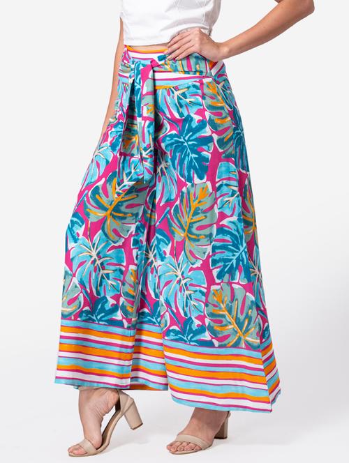 tie front printed flared palazzo  - 18314767 - Very Small Image - 1