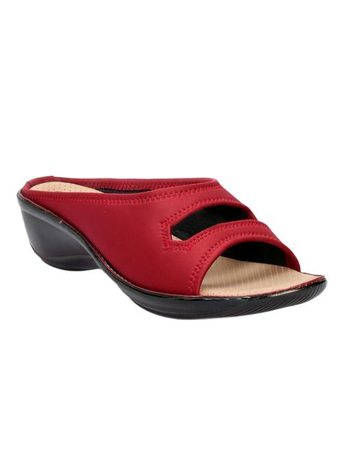 Maroon Fabric Mules Sandals - 18315257 - Very Small Image - 1