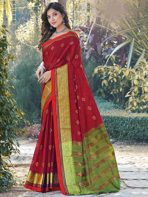 women's self design red colored saree - 18315339 - Very Small Image - 1
