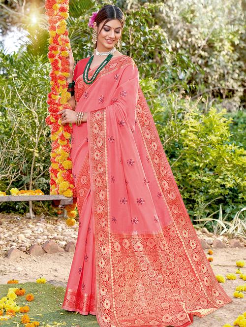 women's floral pink colored saree - 18315362 - Very Small Image - 1