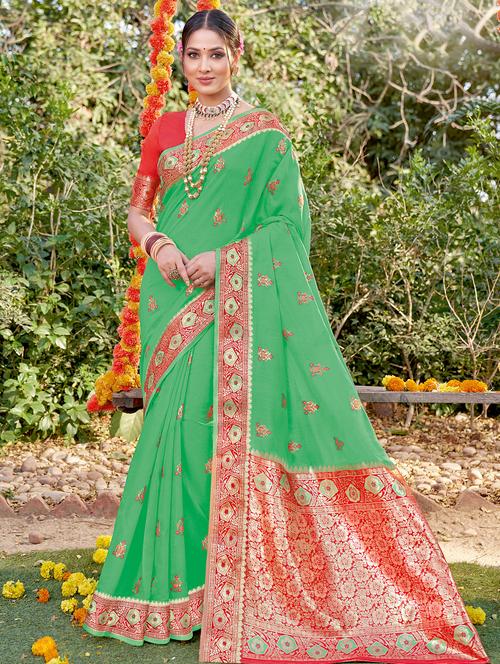 women's self design green colored saree - 18315363 - Very Small Image - 1